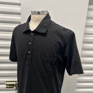 Zegna Sport Mens Black Sun Bleached Jersey Natural Pigment Dyed Polo Shirt XL